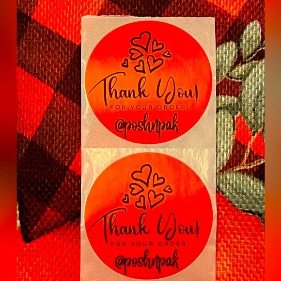 NEW COLOR! ❤️ 50 CUSTOM THANK YOU STICKERS with your Closet name- ❤️ RED - Picture 2 of 2